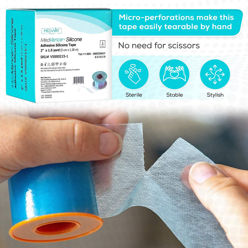 [Australia - AusPower] - MedVance Soft Silicone Tape with Perforation for Easy Cut Size - 1" Width (3 Pack, 1.5 Yards) 