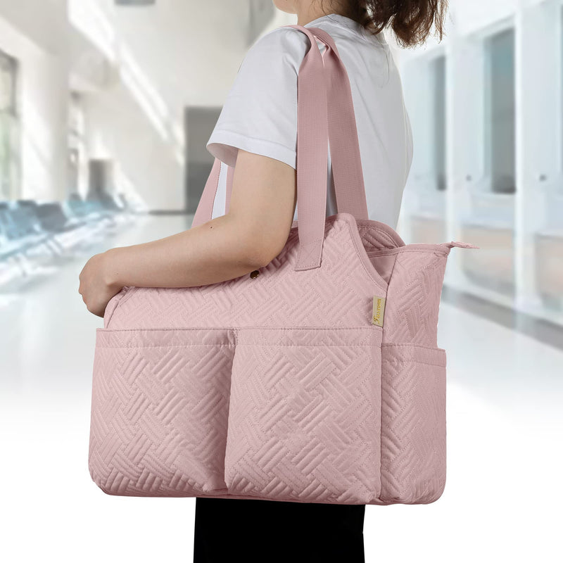 Fasrom Portable Medical Bag First Aid Bag with Laptop Compartment Pink | With padded 15.6 inch laptop compartment, 2 separate layers, 3 pen loops, 4 inner and outer pockets for students
