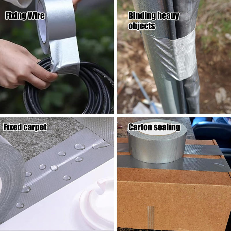 3 Pack Sliver Duct Tape ， Waterproof Heavy Duty Duct Tape,Strong Adhesive garyTape Bulk for Indoor Outdoor Repairs Tear by Hand, 60 Yards x 2 Inch Total，Bulk Value for Repairs