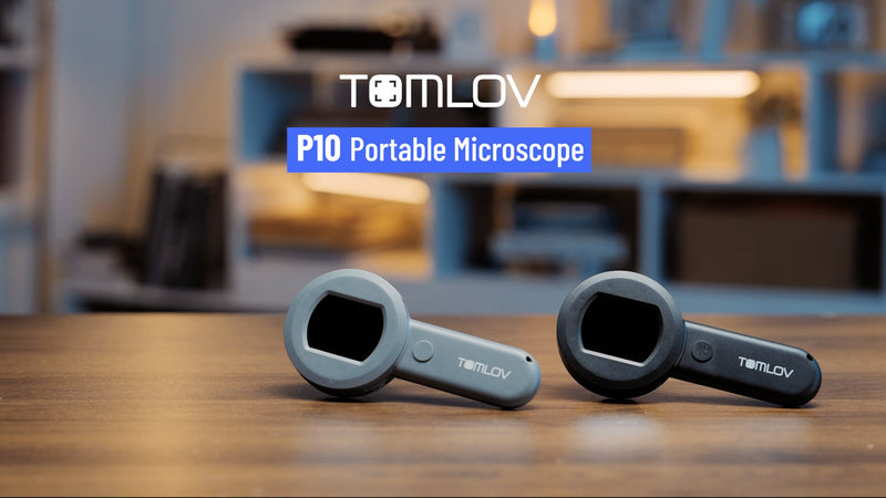 TOMLOV P10 handheld USB microscope and coin magnifier with LED light, black, for adults and kids