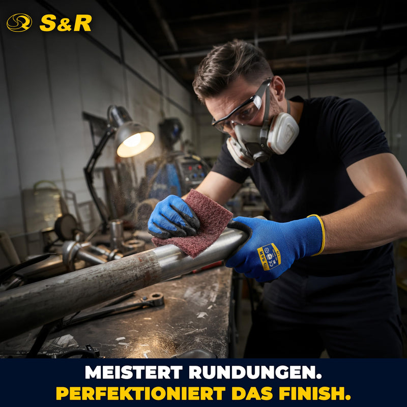 S&R Abrasive Fleece Roll 5 m x 100 mm Grit 240, Aluminum Oxide Sanding Roll | Abrasive Fleece Pads for Metal, Wood, Stainless Steel, Paint, Sanding Pad, Polishing Fleece, Robust, Flexible, Cuttable, Durable