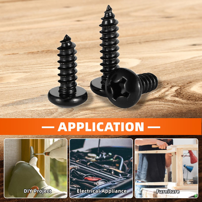 [Australia - AusPower] - #8 x 3/4" Pan Head Self Tapping Screws Sheet Metal Wood Screws, Black Oxide, 304 Stainless Steel 18-8, 100 PCS #8 x 3/4" 