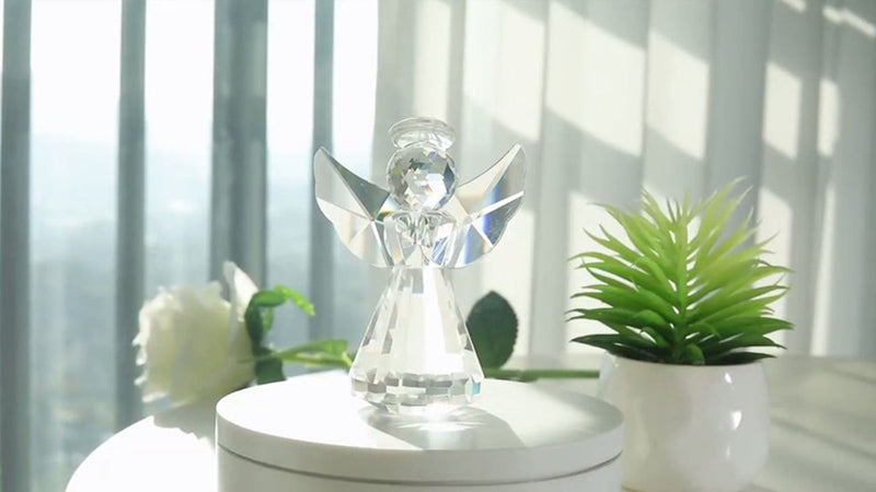 LONGWIN Crystal Angel Figurine Christmas Decorative Clear Glass Home Decor Ornaments Collecible Gift Idea