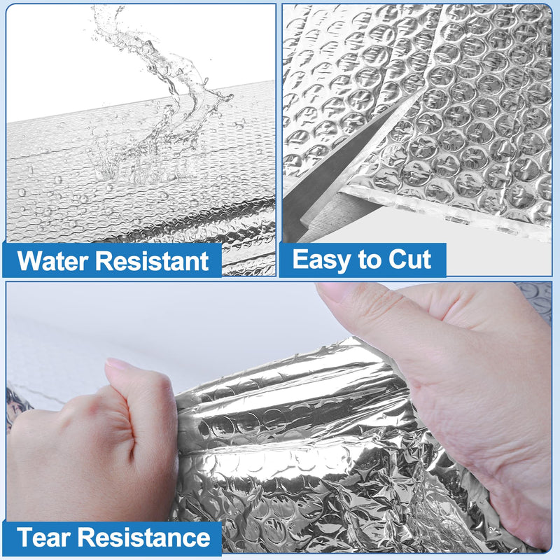 ToLanbbt Reflective Insulation Roll, 23.6IN x 20FT Double Bubble Wrap Insulation Sheet, 3MM Reflective Aluminum Foil Thermal Shield Radiant Barrier with 120 Pcs Adhesive Tapes for Window RV Attic Wall 1 23.6 IN x 20 FT