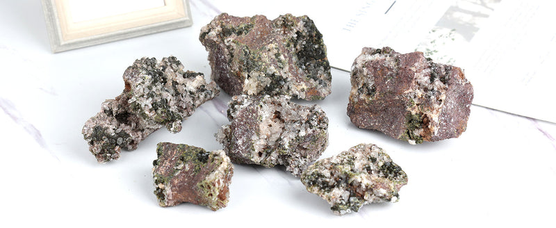 Rockcloud Epidote Raw Crystal Stone Cluster Irregular Specimen 1.1 lb 1.10 lb to 1.32 lb