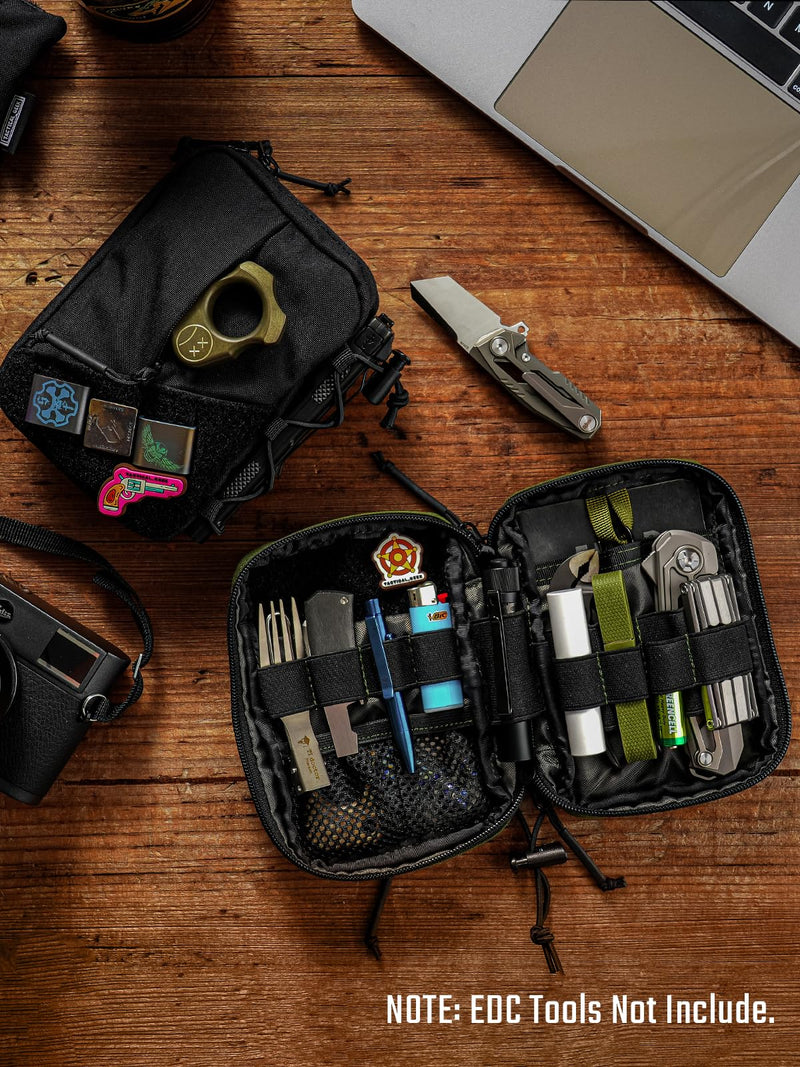 TACTICAL GEEK Block E4.0 EDC Compact Waist Pouch, Utility Pocket Organizer with Elastic Cord, Nylon Dual-Directional Zippers Tool Pouch, Multi-Purpose Small Gadget Organization for Daily Carry(Black) E4.0-Black