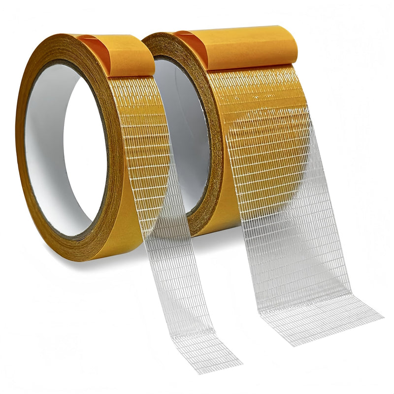 Double Sided Fabric & Carpet Tape - 1inch+2inch x39FT Each Value Pack - Heavy Duty High Stickiness Residue Free - Easy Tear No Sew for Clothes Hemming, Rugs & Runners, Crafts, DIY, Walls - Waterproof