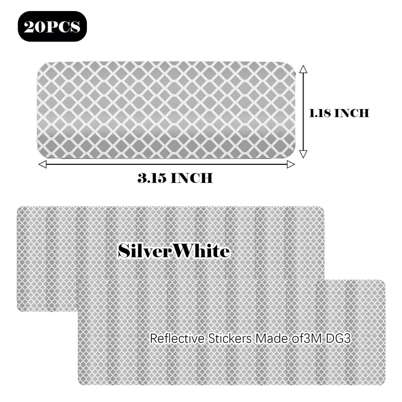 20 Pcs Super Reflection Reflective Stickers - Reflective Tape Reflection Stickers Mailboxes Made 3M Diamond Grade White for Helmets Cars More 3.15" X 1.18"