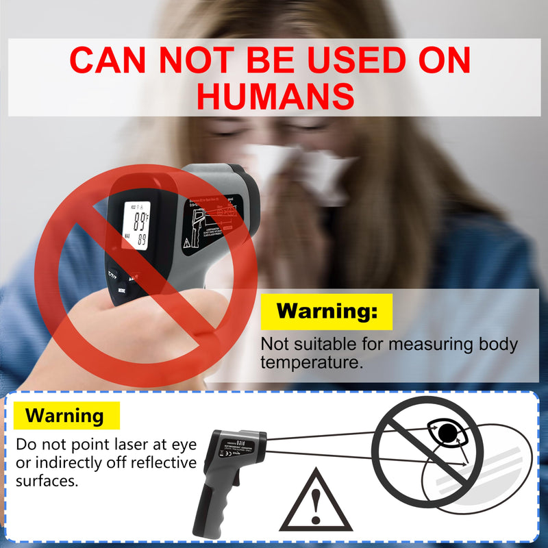 [Australia - AusPower] - hito Infrared Thermometer Temperature Gun -58°F to 1112°F, Digital Heat Gun for Pizza Oven, Cooking, Meat, Candy, Laser Tool for Griddle, Grill, Indoor Room Dark Gray 