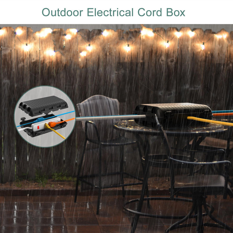 [Australia - AusPower] - Outdoor Extension Cord Box, Large Waterproof Electrical Cord Box Plug Protector Cable Connection Safety Cover IP54 Water-Resistant for Power Strip, Holiday Light and Decorations, Black 