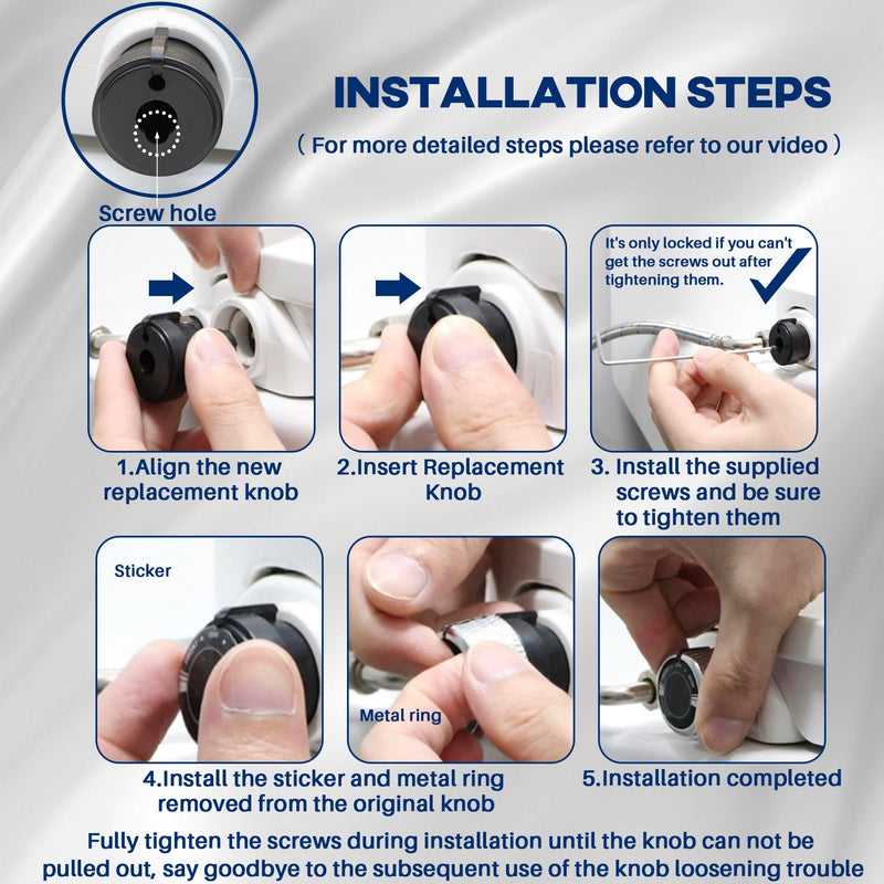 5 Pack Replacement Knob Compatible with Brondell Bidet Toilet Seat, for Non-Electric Swash Seat, Injection Moulding,ABS Material, Black 5 Pack