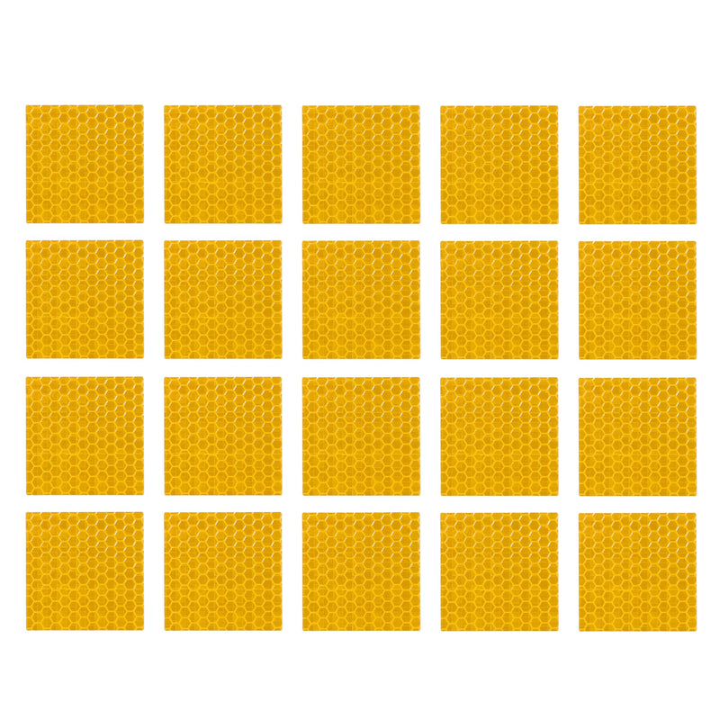 20 Pcs Reflective Stickers, 1.97"x1.97" Square Shape Safety Tape Reflector Universal for Cars Trucks Trailers Waterproof PET Yellow
