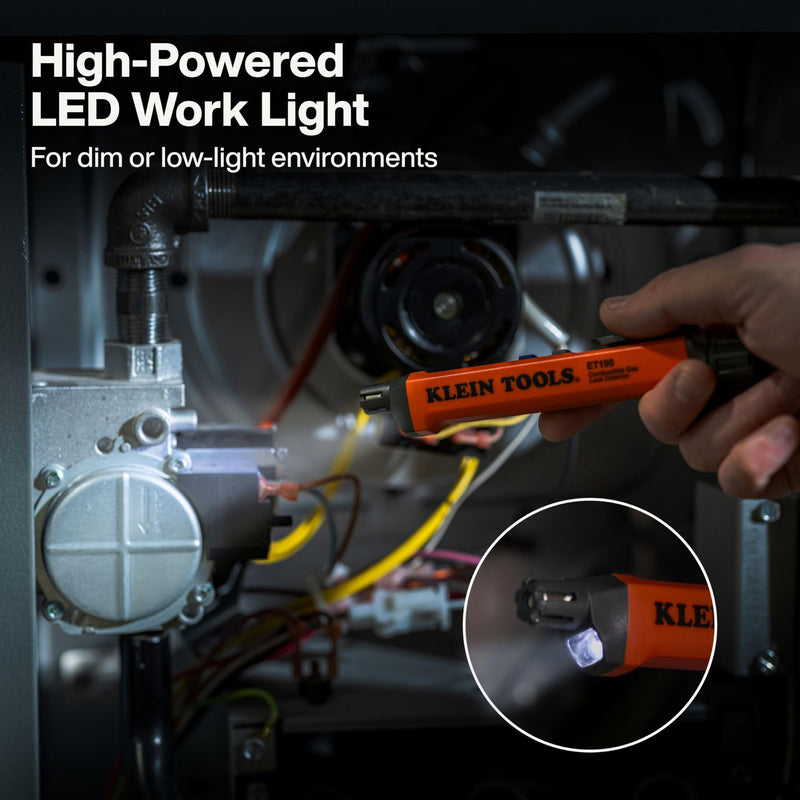 Klein Tools ET190 Gas Leak Detector, Wide Detection Range, Audible and LED Alerts, Slim and Lightweight Compact