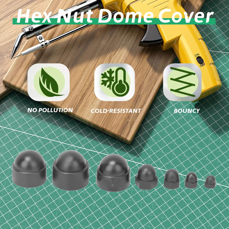 [Australia - AusPower] - Rubber End Caps, Bolts Cap, Hex Nut Dome Cover 145pcs Black Rubber Hex Nut Cover Bolts Protection Cap Rubber Nut Cover M4 M5 M6 M8 M10 M12 Hardware Fasteners Plastic Nut Caps 