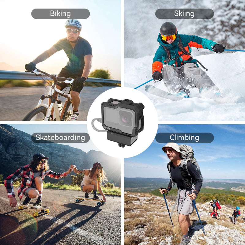 [Australia - AusPower] - SmallRig Hero12 / Hero11 / Hero 10 / Hero 9 Black Cage for GoPro, with 2 Cold Shoe Mount for GoPro Light Mod and Common Microphone, Led Video Light - 3083C 