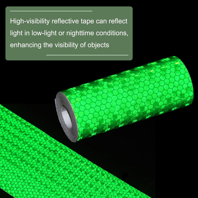 Reflective Tape PVC Strong Adhesive Safety Warning Reflector Tape, 10 Feet x 4 Inch Outdoor Waterproof Conspicuity Fit for Trailers Trucks Vehicles Bikes (Green) Green