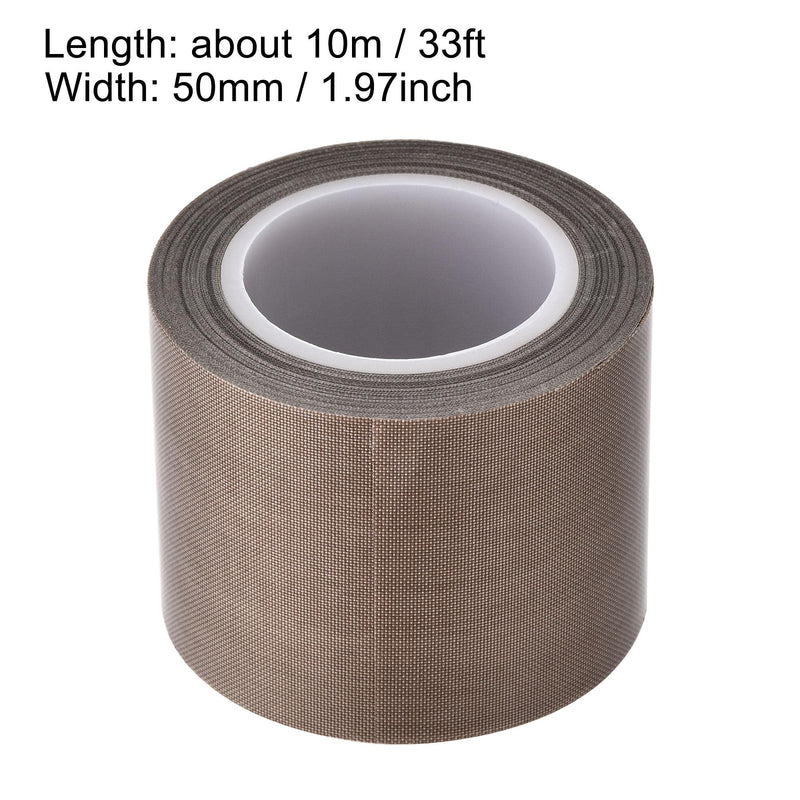 uxcell Heat Resistant Tape High Temperature Heat Transfer Tape PTFE Film Adhesive Tape 50mm Width 10m 33ft Length Brown
