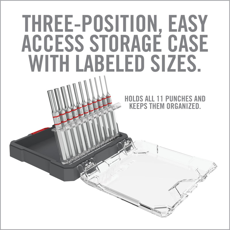 Real Avid 11-Piece Pin Punch Set - Portable All-in-One Punch Set with Storage Case - Choose Between Roll Pin, Standard or Brass and Steel Set Standard Pin Punch Set