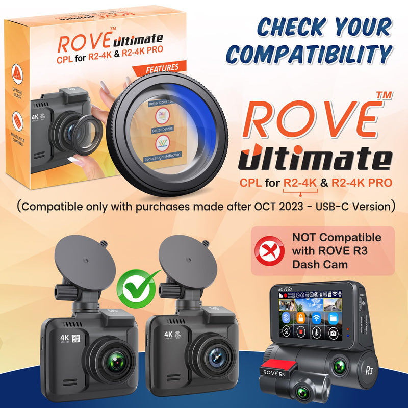 [Australia - AusPower] - ROVE Ultimate CPL Filter, Anti-Glare Circular Polariser Lens for ROVE R2-4K and R2-4K PRO Dash Cam Models 