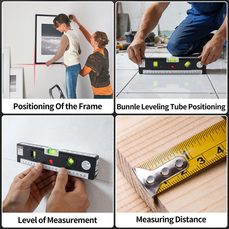 4-in-1 Laser Level with 3 LED Light,Multifunctional Torpedo Level 100Ft Alignment Point & 30Ft Leveling Line,3 Laser Modes Magnetic with Tripod Laser Tool for Hanging Picture Home Renovation