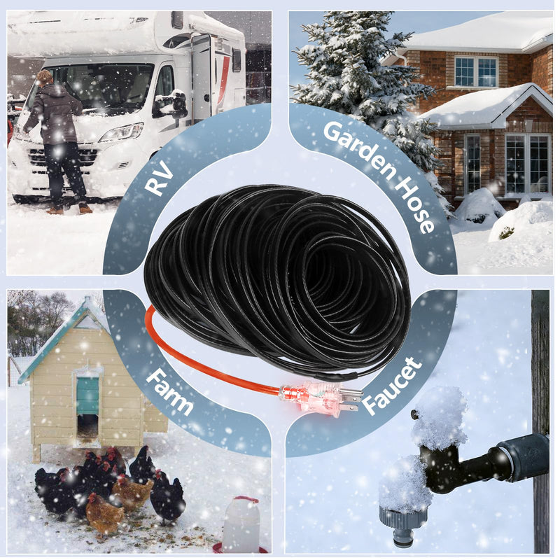 9FT Heating Cable for Metal and Plastic Home Pipes, Energy-efficient, Pipe Heat Tape for Water Pipes, Pipe Freeze Protection, Keeps Water Flowing at -40℉, 120V, 8W/FT 9FT