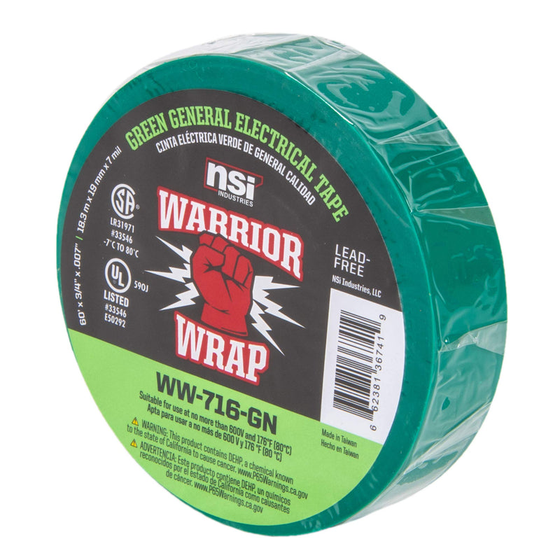 [Australia - AusPower] - WarriorWrap General 3/4 in. x 60 ft. 7 mil Vinyl Electrical Tape, Green 