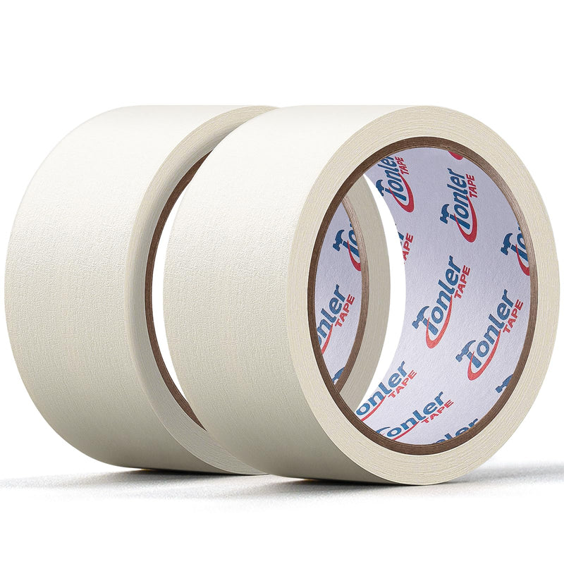 2 Rolls Masking Tape 1.88 Inch x 22 Yards, General Purpose Beige Painter Tape for Painting, Labeling, Craft, Decorating and DIY Projects, Easy to Tear and Remove 2 Rolls, 1.88IN x 22YD, Beige