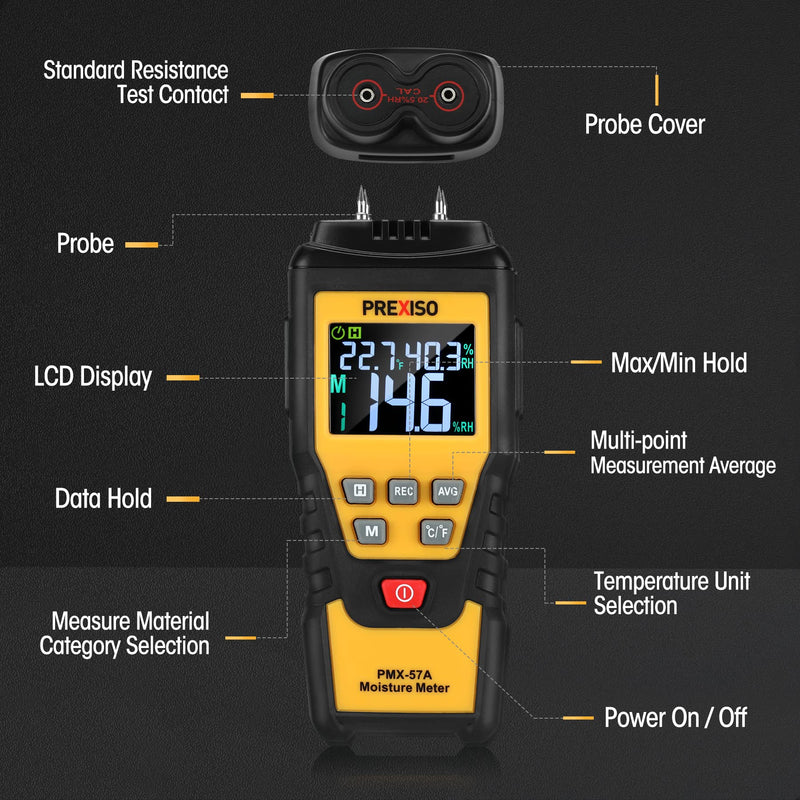 [Australia - AusPower] - PREXISO 7-in-1 Digital Wood Moisture Meter & PREXISO Multi Surface Laser Level LED Light Vial, 30Ft Horizontal and Vertical Line Laser 