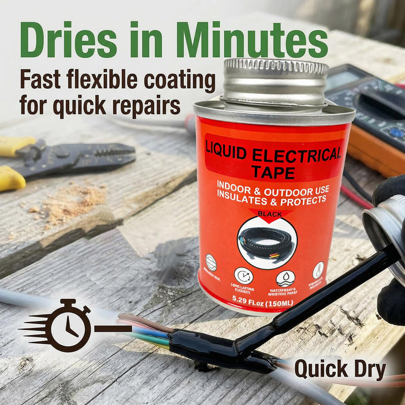 150ml Liquid Electrical Tape Insulating Repair Glue, Quick-Drying Waterproof High Temp Resistant Insulation Coating with Brush Cap for Wires Cables Outdoor Electrical Equipment Fixing Black