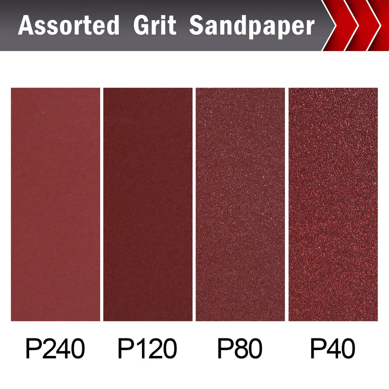 [Australia - AusPower] - Mojucraft 20 Sheets Sandpaper Set 40/80/120/220 Grits Sandpaper for Wood Metal 230 x 280 mm Multi-Purpose Sandpaper Sheets Cut for Use on Hand Sanders Holzschleifpapier 