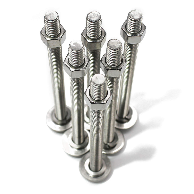 [Australia - AusPower] - (4 Sets) 3/8-16x5 Stainless Steel Hex Head Screws Bolts, Nuts, Flat & Lock Washers, 18-8 (304) S/S, Fully Threaded by Bolt Fullerkreg (4 Sets) 3/8x5" 