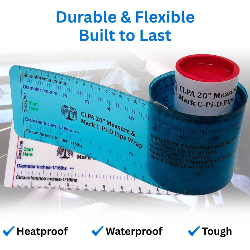 [Australia - AusPower] - 20" Diameter Measure & Mark C-Pi-D Pipe Wrap Around - A Pipe Measure & Marking Tool, & Pipe Cutting Guide. Wrap Around & Read Through Design for Circumference, Diameter, Marking & Cutting 20 Inches 
