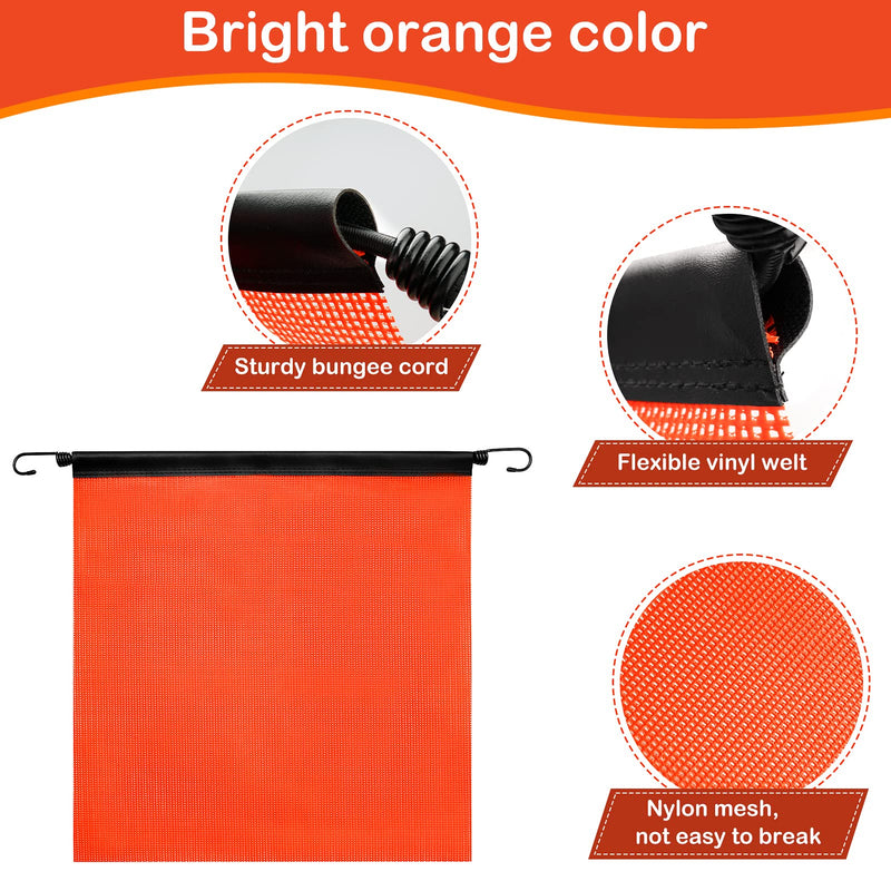 [Australia - AusPower] - Safety Flag Set - 6 Bright Orange Mesh Warning Flags, 18 x 18 Inch, Heavy Duty, Oversize with Vinyl Welt, Bungee Cord, and EZ Hook for Trailer and Pilot Cars 