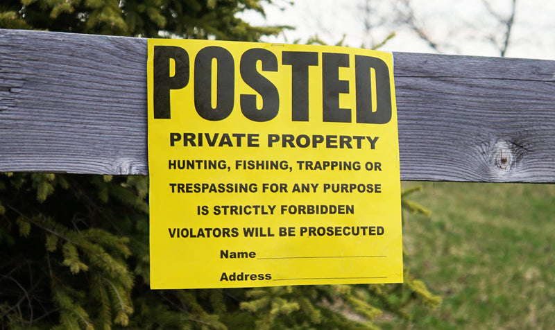 100 Per Roll Custom Posted Yellow Private Property Sign by WristCo - 11" x 11 " Outdoor, Weatherproof Tear- Resistant Tyvek High Visibility for Warning No Trespassing Hunting Fishing Trapping, Made in USA 100 Signs