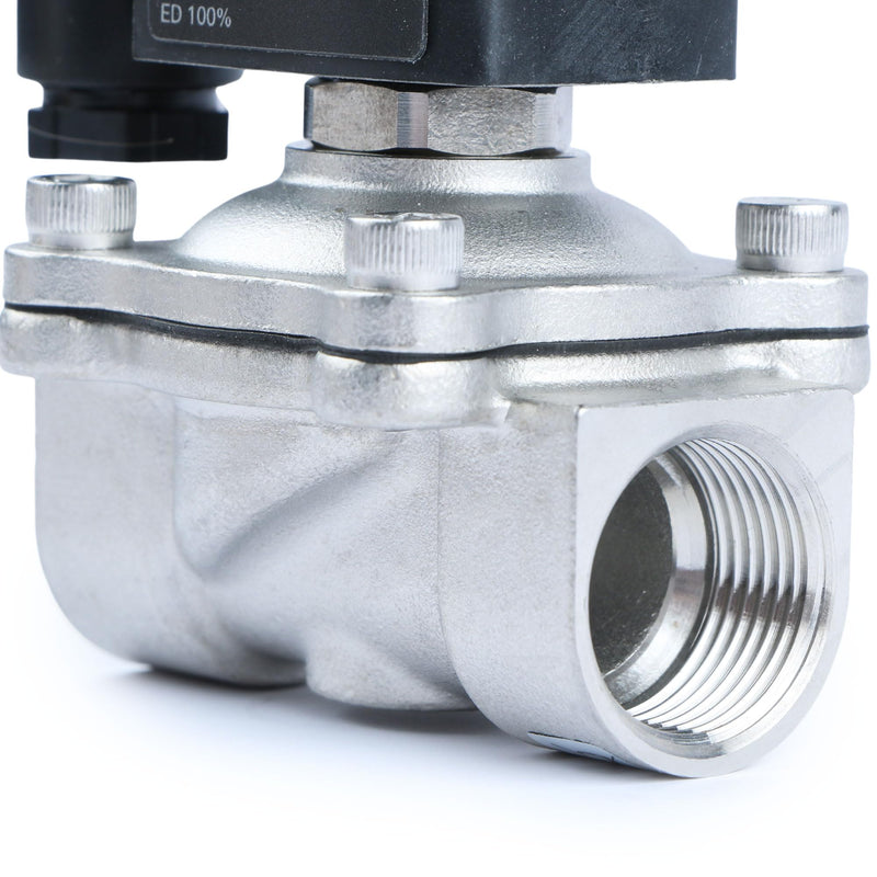 [Australia - AusPower] - U.S. Solid 3/4" Stainless Steel Solenoid Valve - 12V DC, Normally Closed, 145 PSI Electric Valve for Water, Air, Diesel 0.75 Inch 