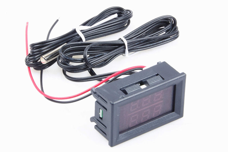 [Australia - AusPower] - 2CH NTC Waterproof Probes DC 5V-80V -58℉ to 257℉ Blue + Red LED Digital high Temperature Precision Thermometer Industrial Thermometer Fahrenheit Dual Display for Aquarium Vehicle Fish Tank 