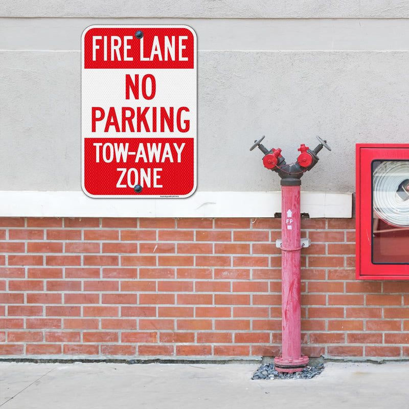 Fire Lane No Parking Sign, Fire Lane No Parking Tow-Away Zone Sign, 2Pack-18"x12" Engineer Grade Rust Free Reflective Aluminum, Fade Resistant, Weatherproof，UV Protected, Easy to Mount