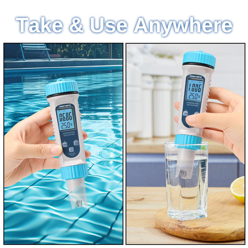 [Australia - AusPower] - Digital PH Meter, 7in1 PH TDS EC SALT TEMP S.G ORP, High Accuracy Water Tester, Bluetooth Control, for Pool, Hydroponics and Aquariums 