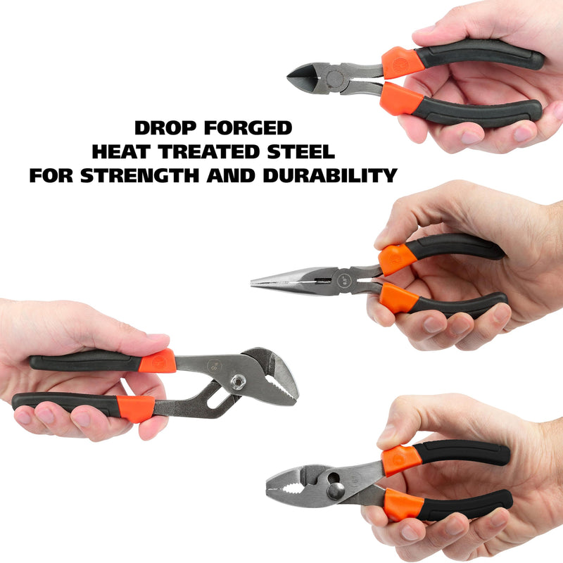 [Australia - AusPower] - Mayes Polystyrene 3 Foot Level, 4-Piece Pliers Set, 36 Inch Level Made in the USA, Includes 6-In Long Nose, Contractor, Plumber, and Carpenter Tools, Impact Resistant Frame 