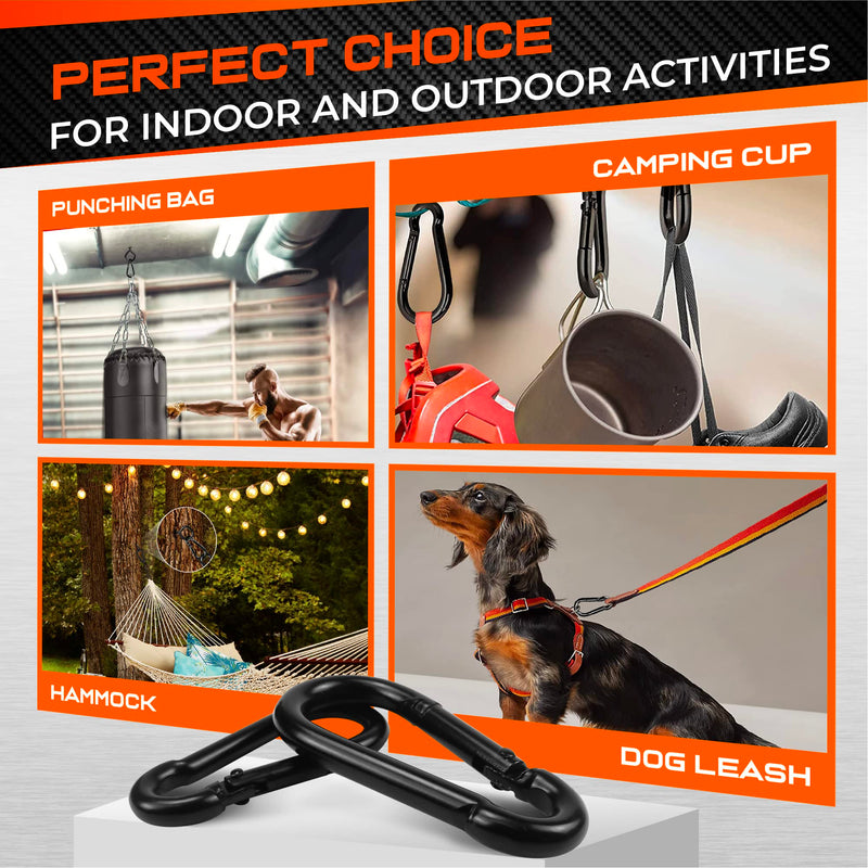 [Australia - AusPower] - Spring Snap Hooks, Carabiner Clip, Heavy Duty Rope Connector, Quick Link Carabiners Spring Snap Hooks for Indoor & Outdoor, Camping, Climbing, Fishing, Hiking 12Pcs 2In 