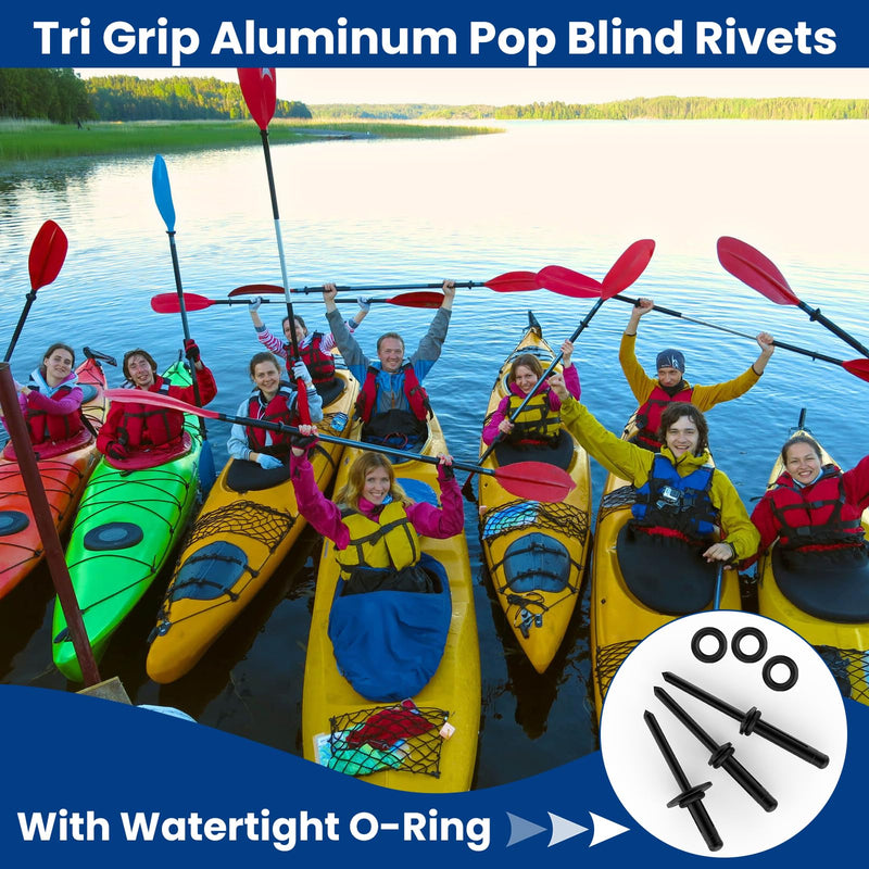 [Australia - AusPower] - 60Pcs Tri-Fold Rivets, Tri Grip Aluminum Pop Blind Rivets with Waterproof O Rings for Industries Automobiles Kayak Sailboat & Furniture 3 Sizes (3/16'' x 5/8'', 3/16'' x 4/5'', 3/16" x 1") 