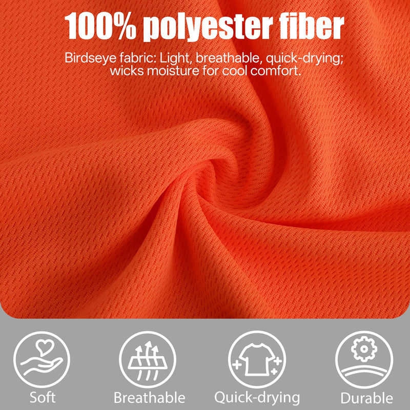 wefeyuv High Visibility Shirts for Men & Women, Short Sleeve Class 2 Safety T Shirts with Reflective Strips and Pocket, Durable & Breathable for Construction Work Use, Orange, 2XL XX-Large Hi-vis Orange-1