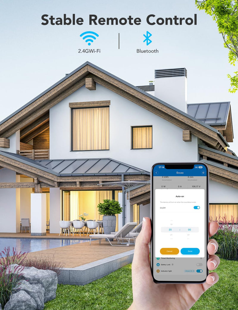 [Australia - AusPower] - Govee Smart Plug with Energy Monitoring, WiFi Bluetooth Plug Work with Alexa and Google Assistant, 15A Smart Outlets with Timer & Group Controller, No Hub Required, ETL&FCC Certified for Home, 4 Pack 