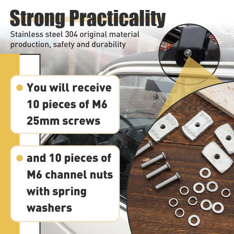 [Australia - AusPower] - 20pcs Screws Kit for Rhino-Rack Pioneer Rotopax, M6 304 Stainless Steel Machine Screws for Rhino Rack Pioneer Rotopax Screws Nut Kit Machine Screws Accessories for Car Bracket 43203 (25mm) 