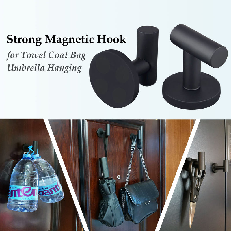[Australia - AusPower] - ULIBERMAGNET Strong Magnetic Coat Hooks,Heavy Duty Rubber Coated Magnets Hook for Metal,Door,Grill,Refrigerator, Locker,Neodymium Magnet Hook for Towel,Coat,Bag,Umbrella 2PCS 1.69inch Magnetic Coat Hooks 