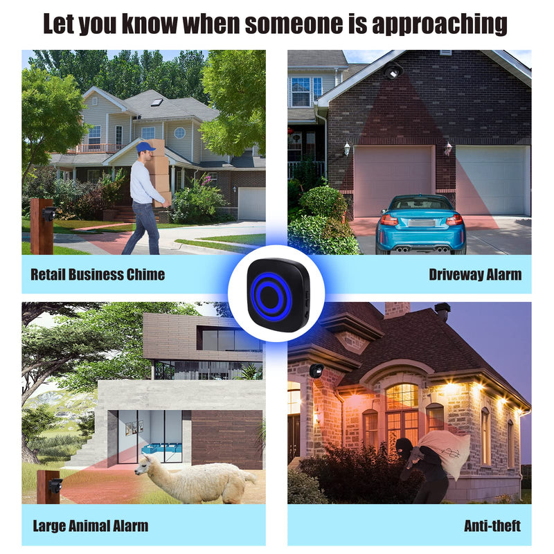 [Australia - AusPower] - 328ft Range Wireless Driveway Alarm Outside Weather Resistant Motion Sensor Alarm Security Alert-Protect Outdoor/Indoor Property-2 Receiver and 3 PIR Motion Detector-38 Chimes Waterproof 2 Receiver+ 3 Sensor 