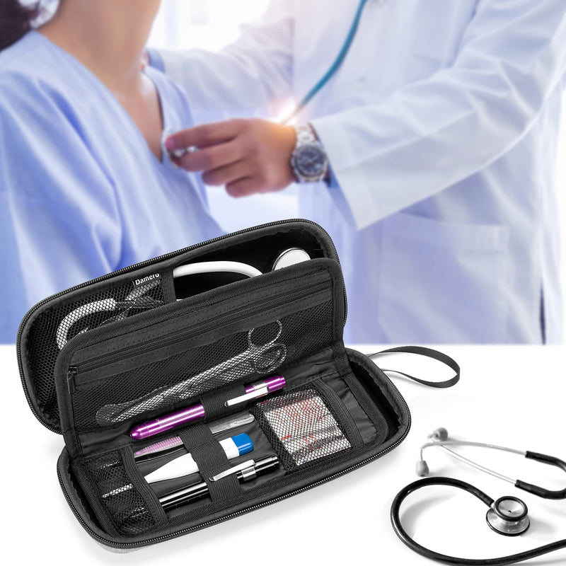 [Australia - AusPower] - Damero Stethoscope Hard Case, Medical Carrying Case with Extra Folding Pouch Compatible with 3M Littmann/ADC/Omron Stethoscope and Accessories, Gray 