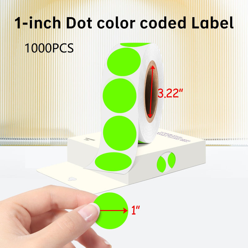 PARLAIM 1000 Pack, Fluorescent Green Dot Stickers 1 inch Round Circle Labels Garage Sale Stickers