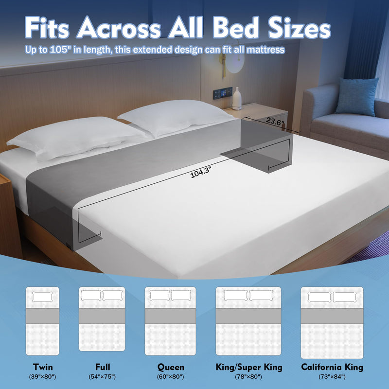 [Australia - AusPower] - Grounding Sheet for Bed 90% Organic Cotton+10% Pure Silver Fiber, Grounding Fitted Sheets for All Mattress Sizes, with Static grounding Cord and Test Pen (Gray, 105.1 * 23.1inch) Gray 105.1*23.1inch 