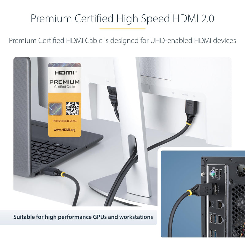 StarTech 25ft High Speed HDMI Cable, 4K 60Hz, 18Gbps, Certified black 25 ft/7.6 m